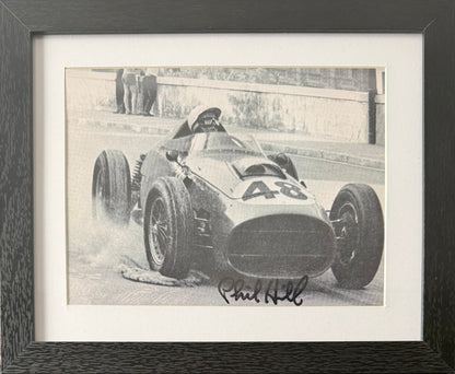 Phil Hill, F1 Ferrari Legend, Hand Signed Framed, Mounted Photo & COA