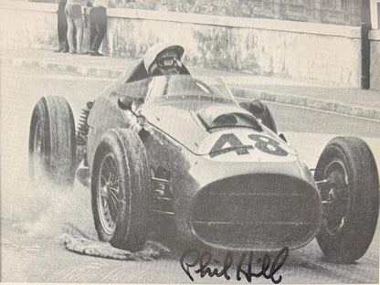 Phil Hill, F1 Ferrari Legend, Hand Signed Framed, Mounted Photo & COA