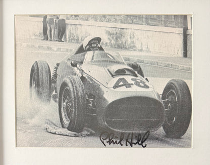 Phil Hill, F1 Ferrari Legend, Hand Signed Framed, Mounted Photo & COA