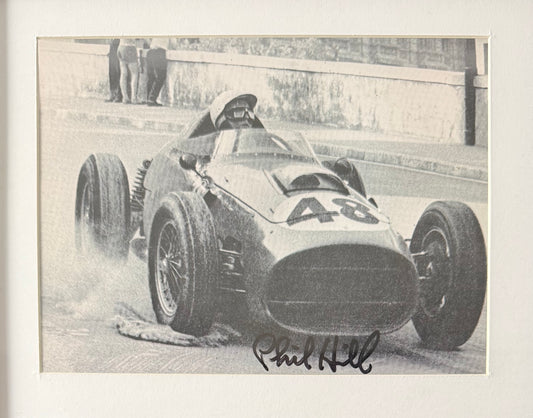 Phil Hill, F1 Ferrari Legend, Hand Signed Framed, Mounted Photo & COA