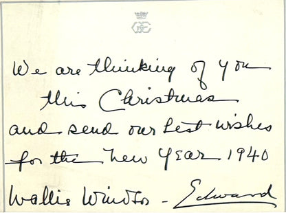 Edward VIII, Wallis Simpson, Dual Hand Signed 1940 Card, Original Photo Presentation & COA