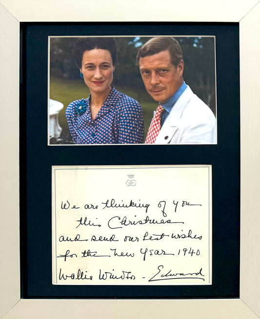 Edward VIII, Wallis Simpson, Dual Hand Signed 1940 Card, Original Photo Presentation & COA