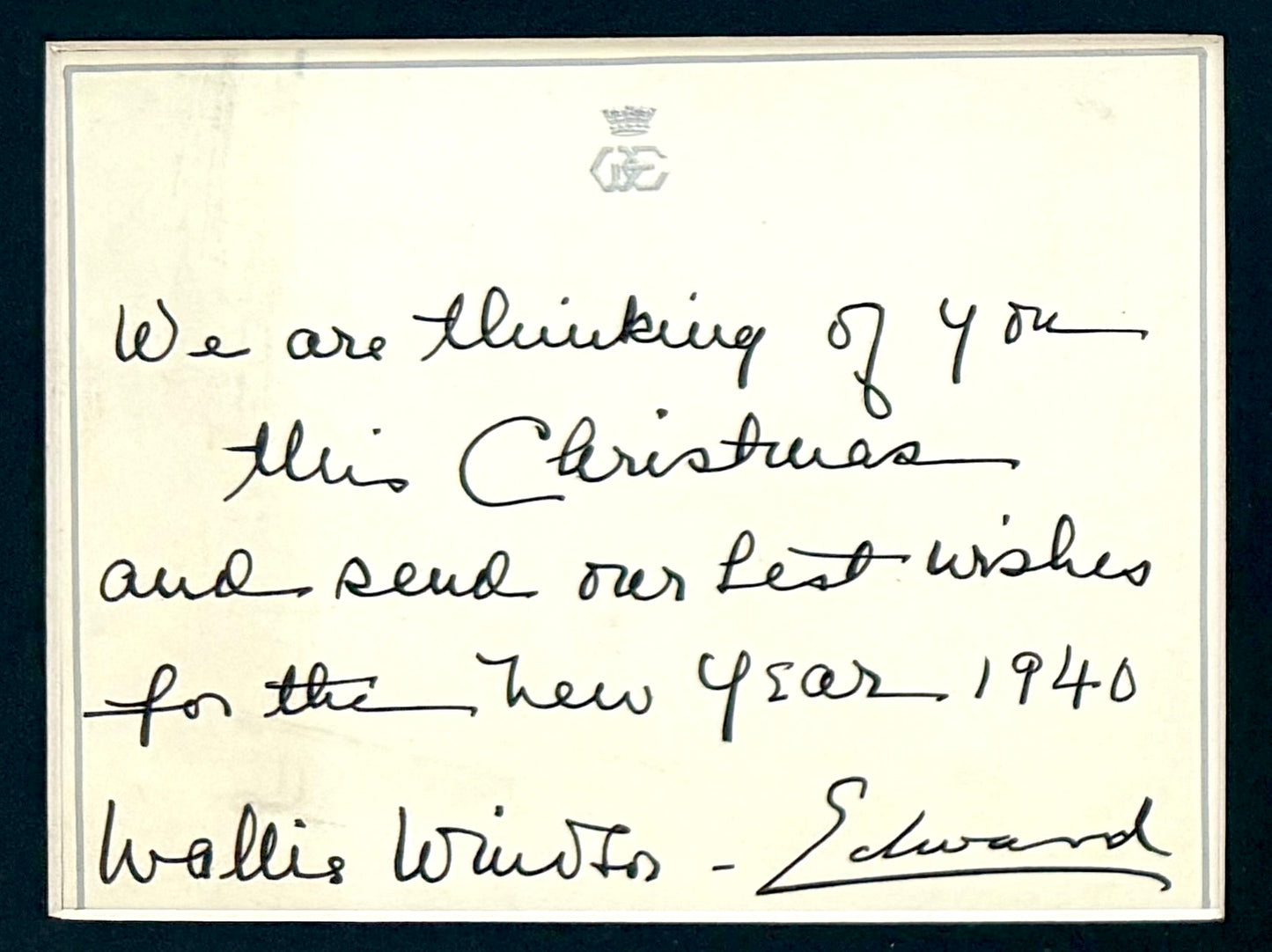 Edward VIII, Wallis Simpson, Dual Hand Signed 1940 Card, Original Photo Presentation & COA
