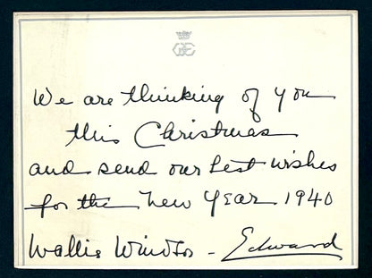 Edward VIII, Wallis Simpson, Dual Hand Signed 1940 Card, Original Photo Presentation & COA