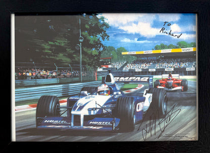 Juan Pablo Montoya, F1 Driver, Hand Signed Framed 30cm x 25xm Art Image & COA