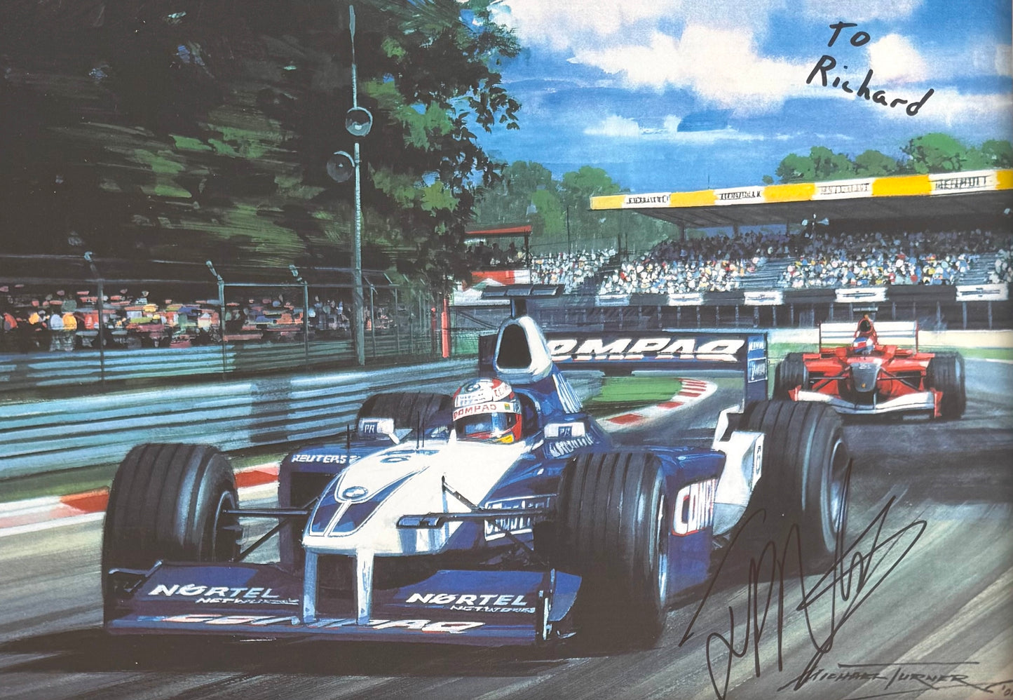 Juan Pablo Montoya, F1 Driver, Hand Signed Framed 30cm x 25xm Art Image & COA