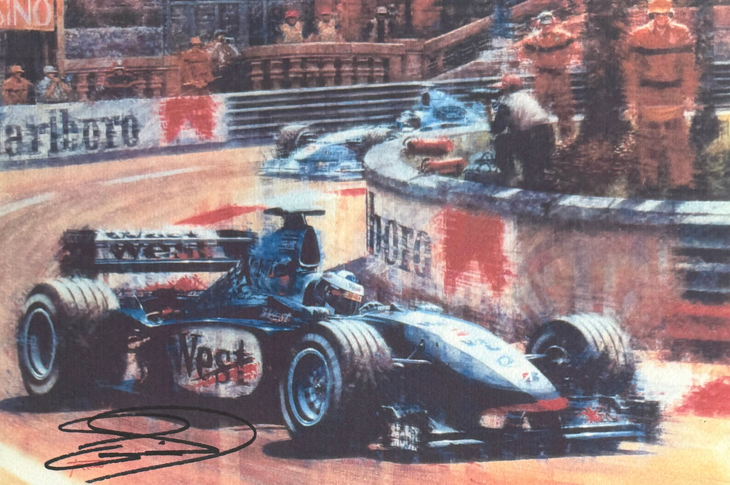 David Coulthard, Hans Signed Framed 30cm x 25xm Art Image & COA