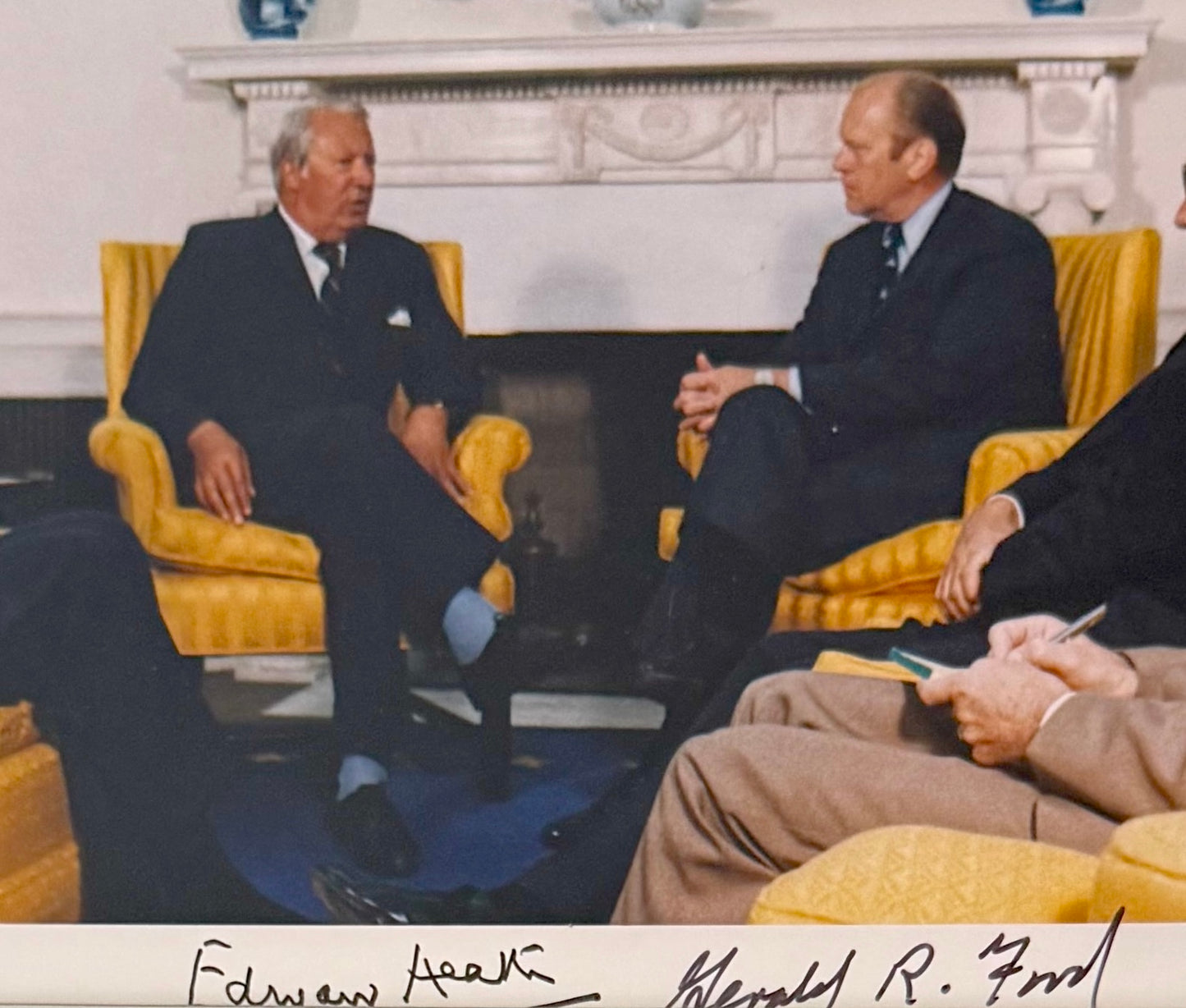 Gerald Ford, U.S President, Edward Heath, Prime Minister Dual Hand Signed Photo Presentation, With COA