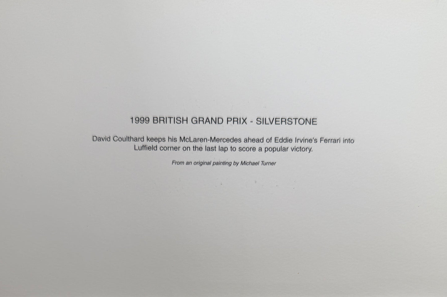 David Coulthard, Hand Signed Framed 25cm x 20cm Art Image Card & COA