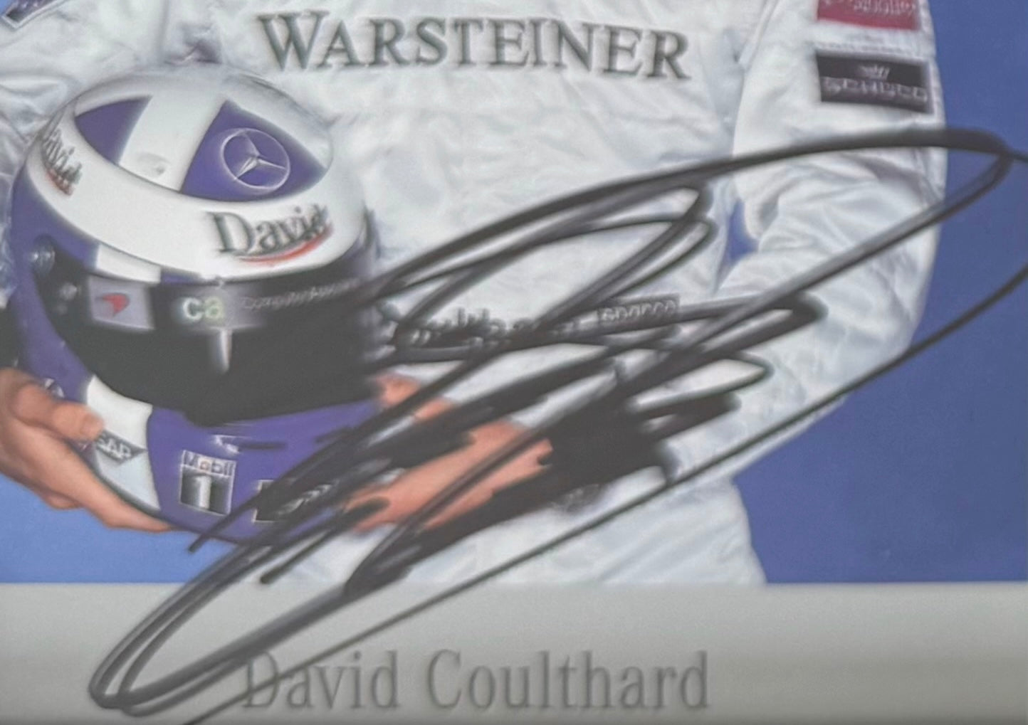 David Coulthard, Hand Signed Framed 15cm x 10cm Mercedes Card & COA