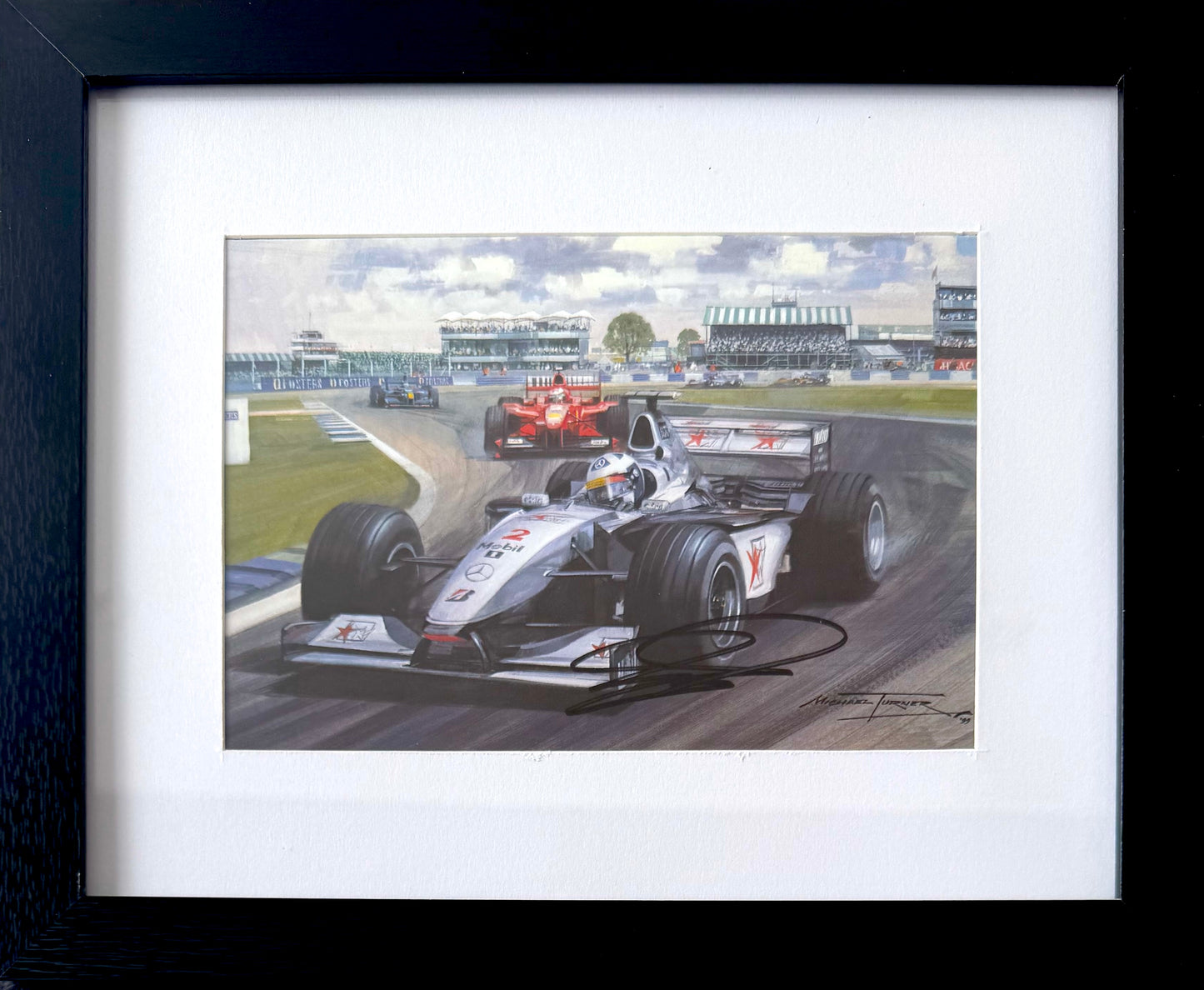 David Coulthard, Hand Signed Framed 25cm x 20cm Art Image Card & COA