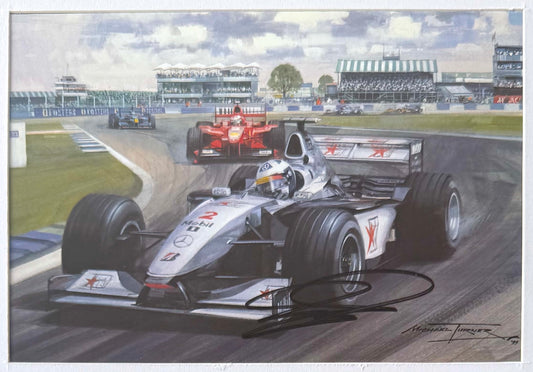 David Coulthard, Hand Signed Framed 25cm x 20cm Art Image Card & COA