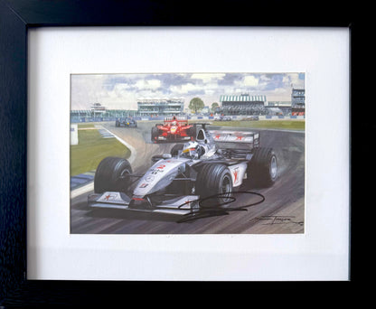 David Coulthard, Hand Signed Framed 25cm x 20cm Art Image Card & COA