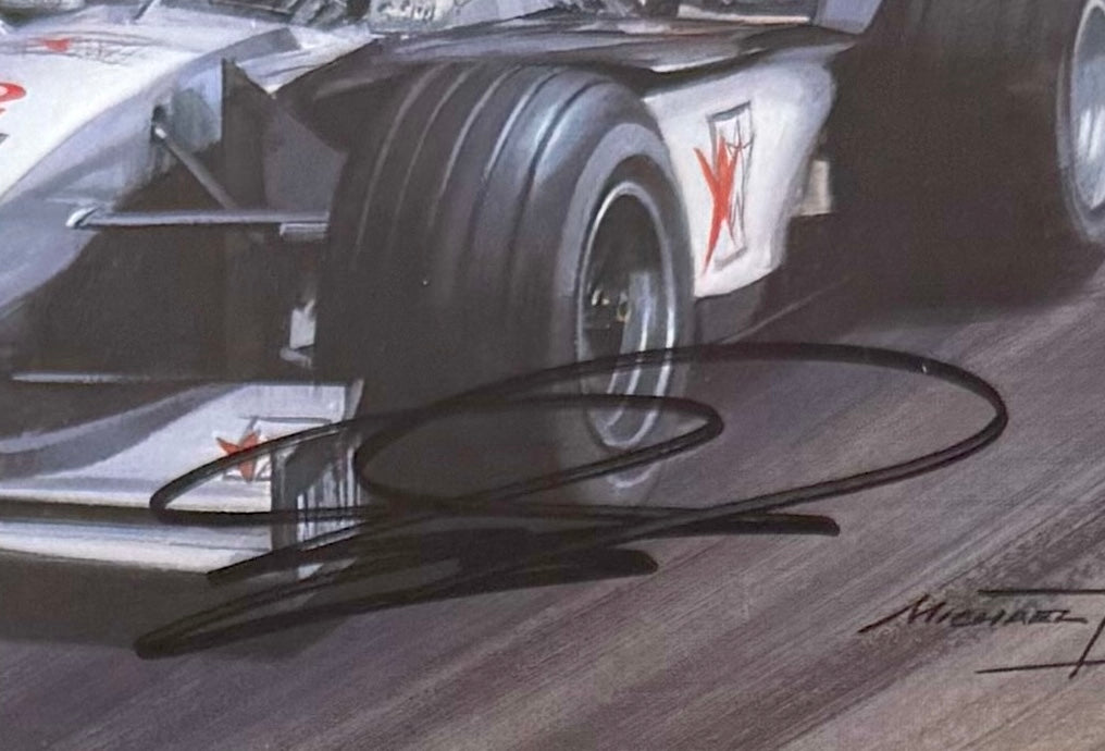David Coulthard, Hand Signed Framed 25cm x 20cm Art Image Card & COA