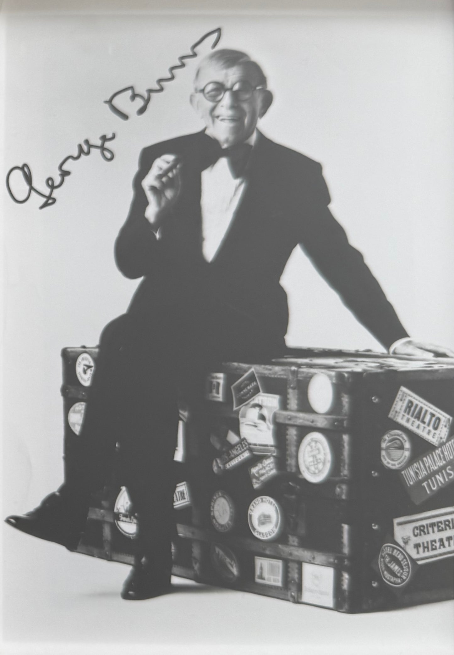 George Burns, Actor, Comedian, Hand Signed Framed 15cm x 10cm Photo With COA