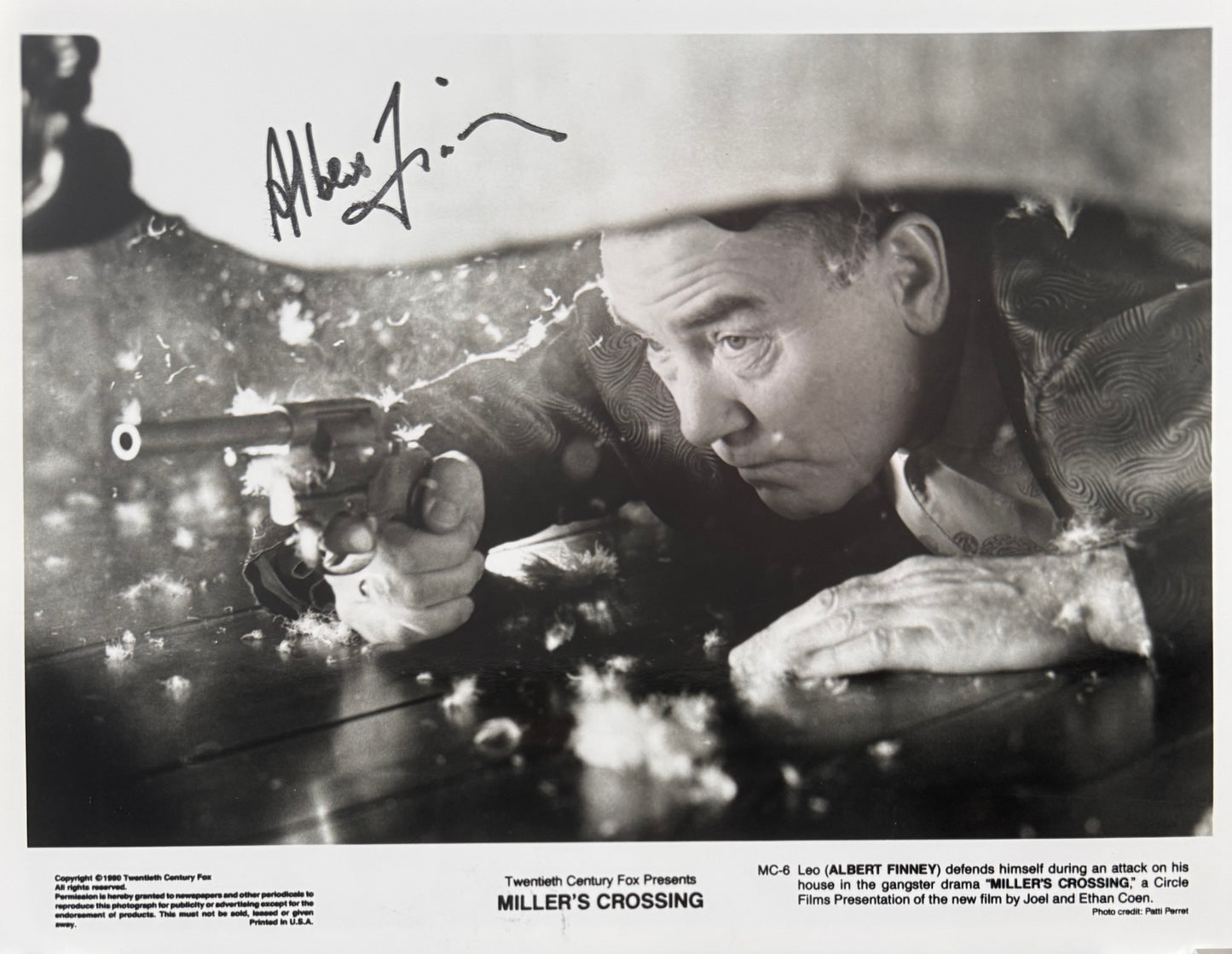 Albert Finney, Actor, Hand Signed 'Millers Crossing' Publicity Photo & COA