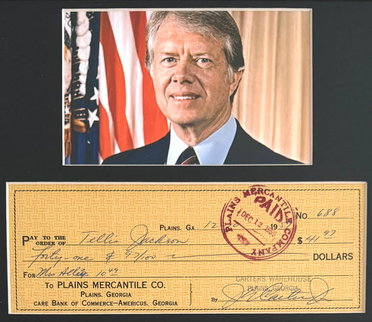 Jimmy Carter, Former President, Hand Signed Cheque Presentation, & Reznikoff COA