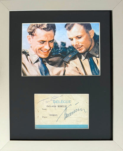 Yuri Gagarin, Gherman Titov, Soviet Cosmonauts, First Man In Space, Hand Signed Card & COA