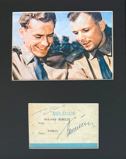 Yuri Gagarin, Gherman Titov, Soviet Cosmonauts, First Man In Space, Hand Signed Card & COA