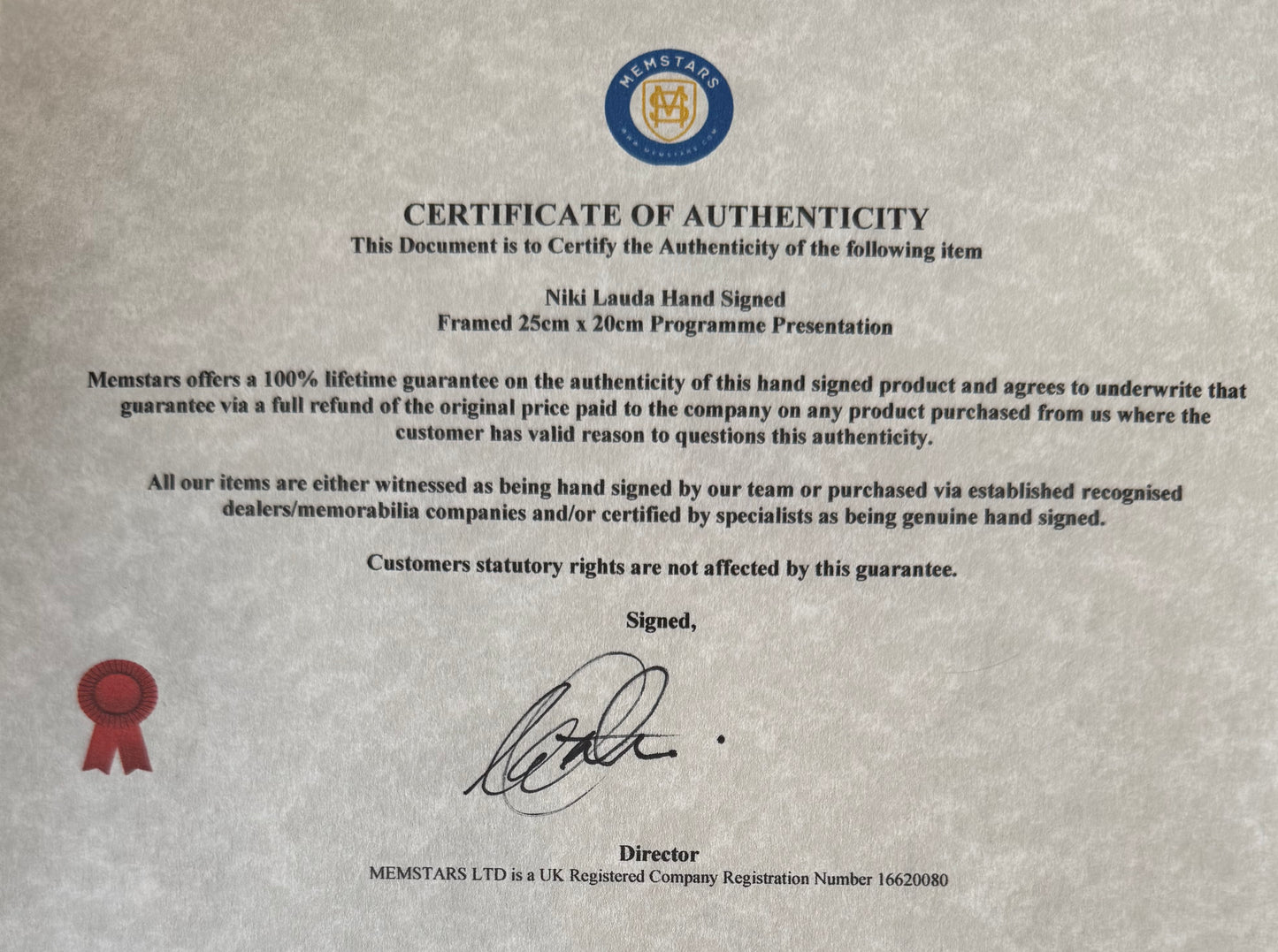 Niki Lauda, Former Ferrari F1 Champion, Hand Signed Official 'Lauda Air' Programme Presentation & COA