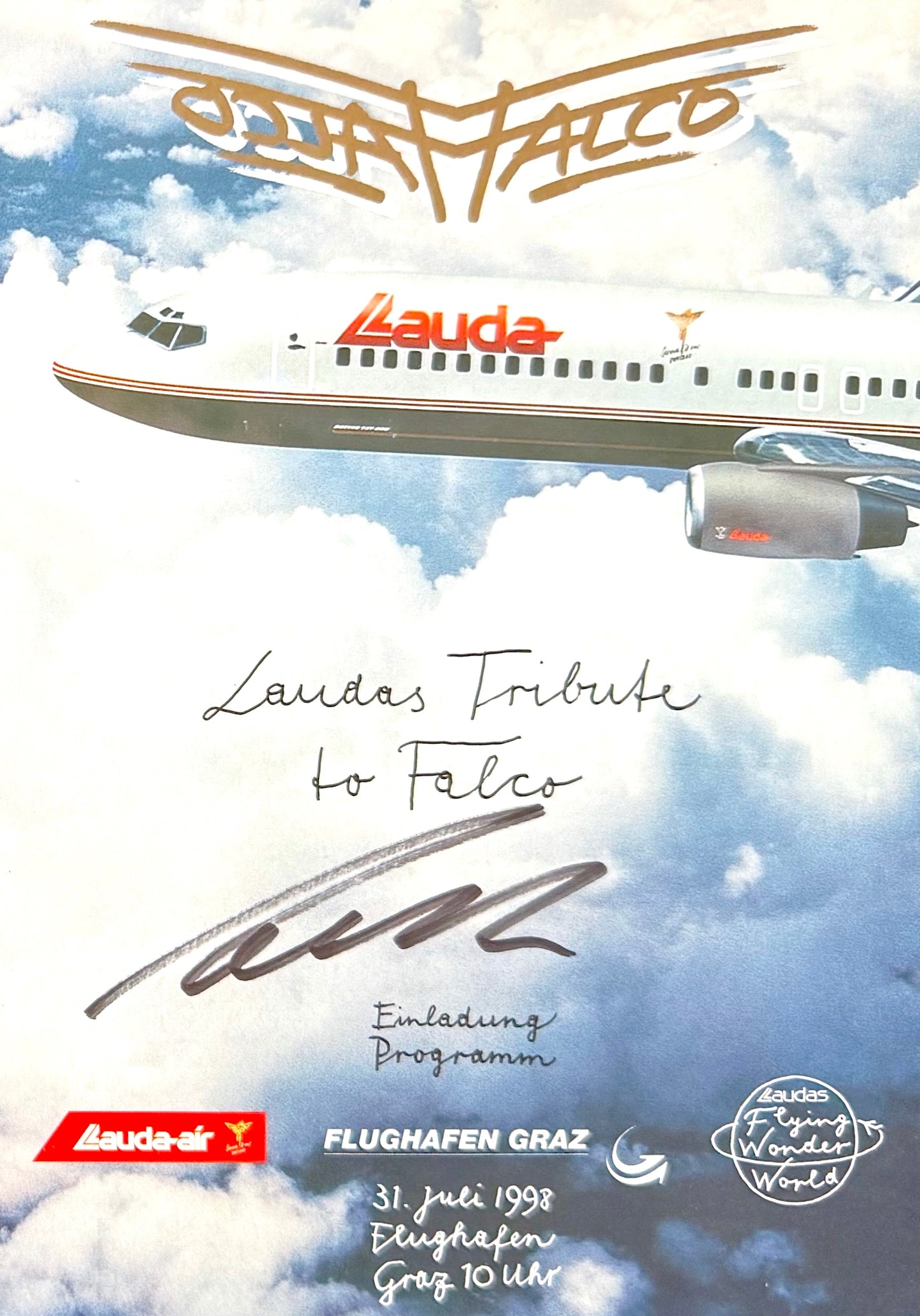 Niki Lauda, Former Ferrari F1 Champion, Hand Signed Official 'Lauda Air' Programme Presentation & COA