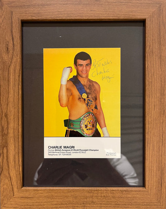 Charlie Magri, Former World Boxing Champion, Hand Signed Framed Promo Card & COA