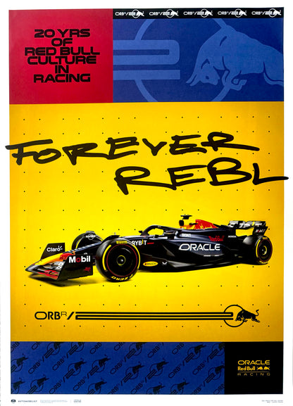 Official Red Bull 20th Anniversary, Formula One, 70cm x 50cm Limited Edition Automobilist Poster