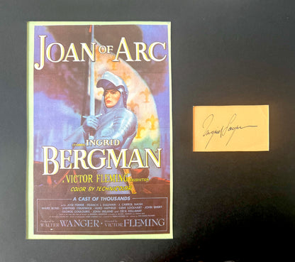 Ingrid Bergman, Swedish Actress, Hand Signed Card, Mounted Presentation 38cm x 35cm & COA