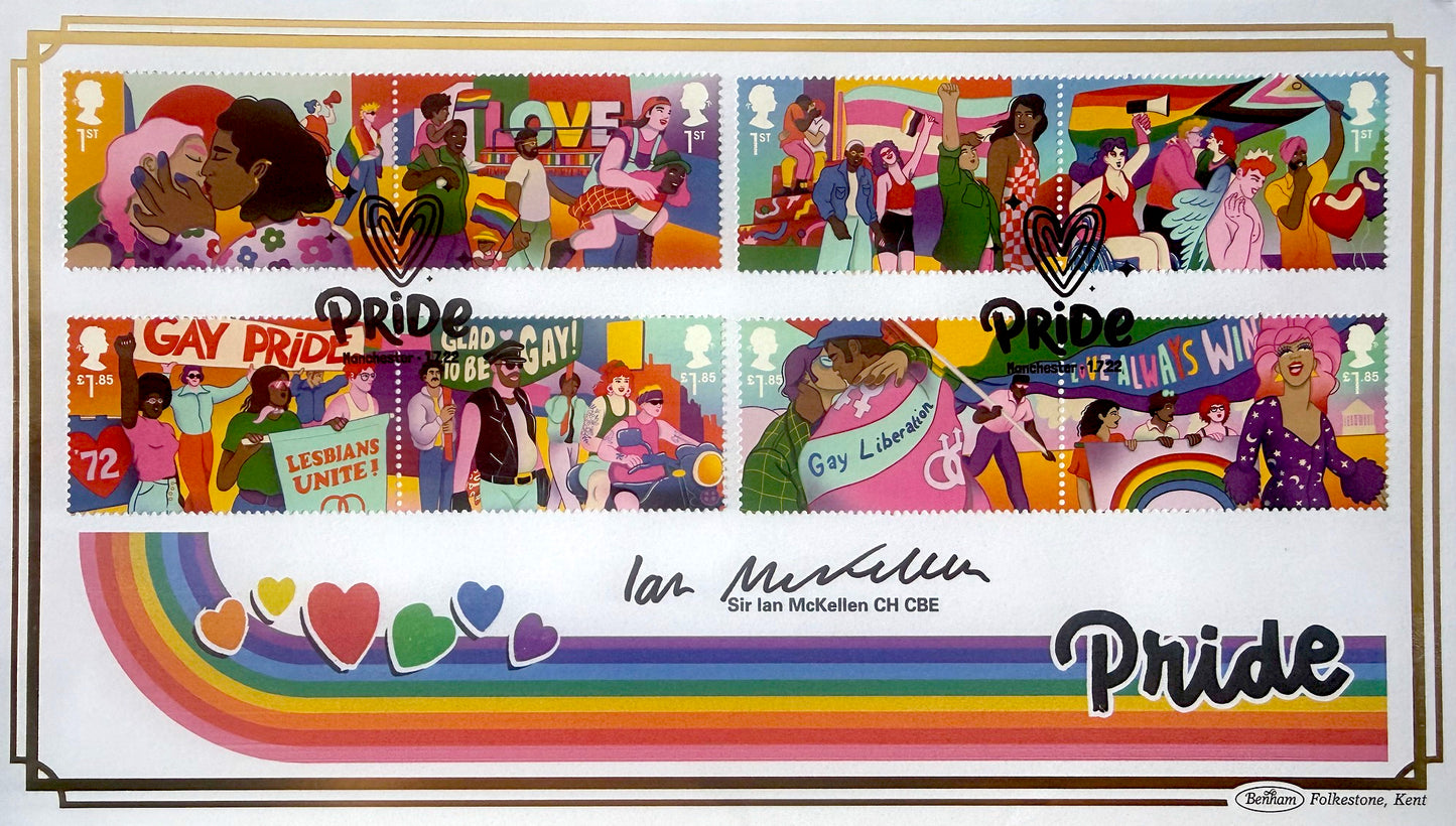 Ian McKellen, Gandalf, Hand Signed Framed, Mounted Original 'Pride' FDC With COA