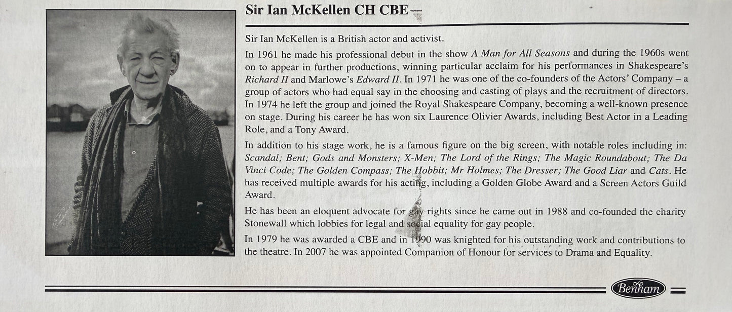 Ian McKellen, Gandalf, Hand Signed Framed, Mounted Original 'Pride' FDC With COA