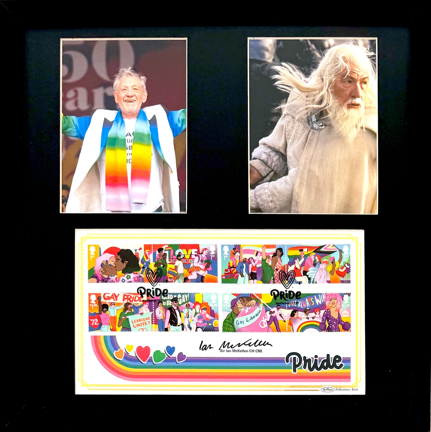 Ian McKellen, Gandalf, Hand Signed Framed, Mounted Original 'Pride' FDC With COA