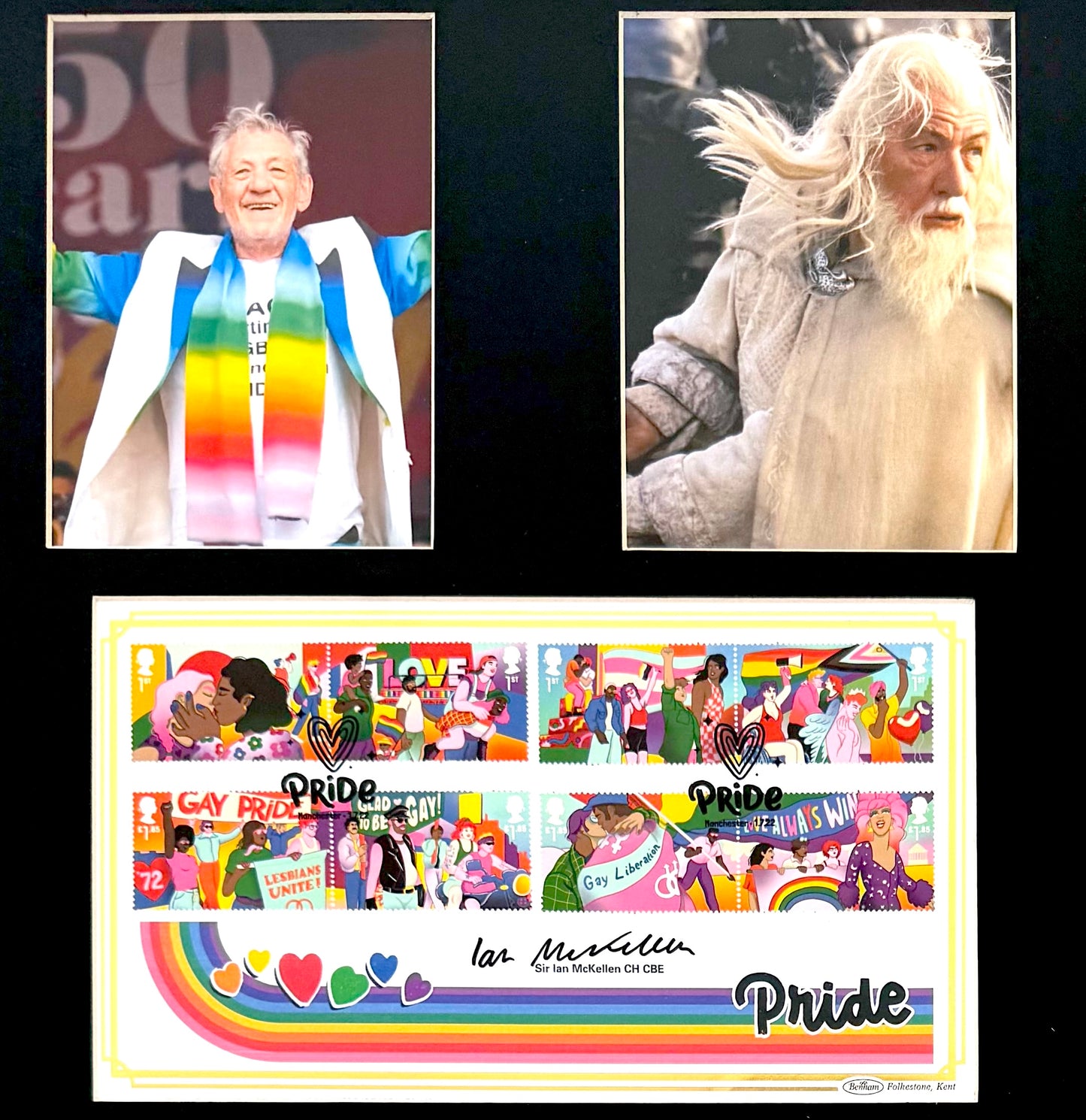 Ian McKellen, Gandalf, Hand Signed Framed, Mounted Original 'Pride' FDC With COA
