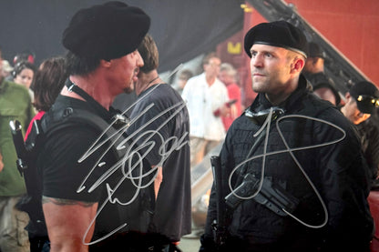 Sylvester Stallone, Jason Statham, Guaranteed Hand Signed Mounted 'The Expendables' Presentation & COA