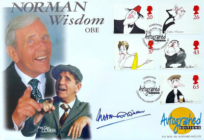 Sir Norman Wisdom, British Icon, Hand Signed First Day Cover FDC