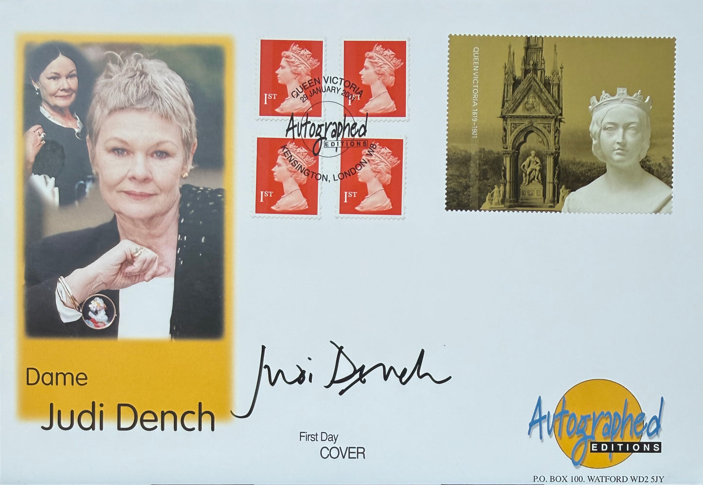 Dame Judi Dench, 007 'M' James Bond Actress, Hand Signed FDC First Day Cover
