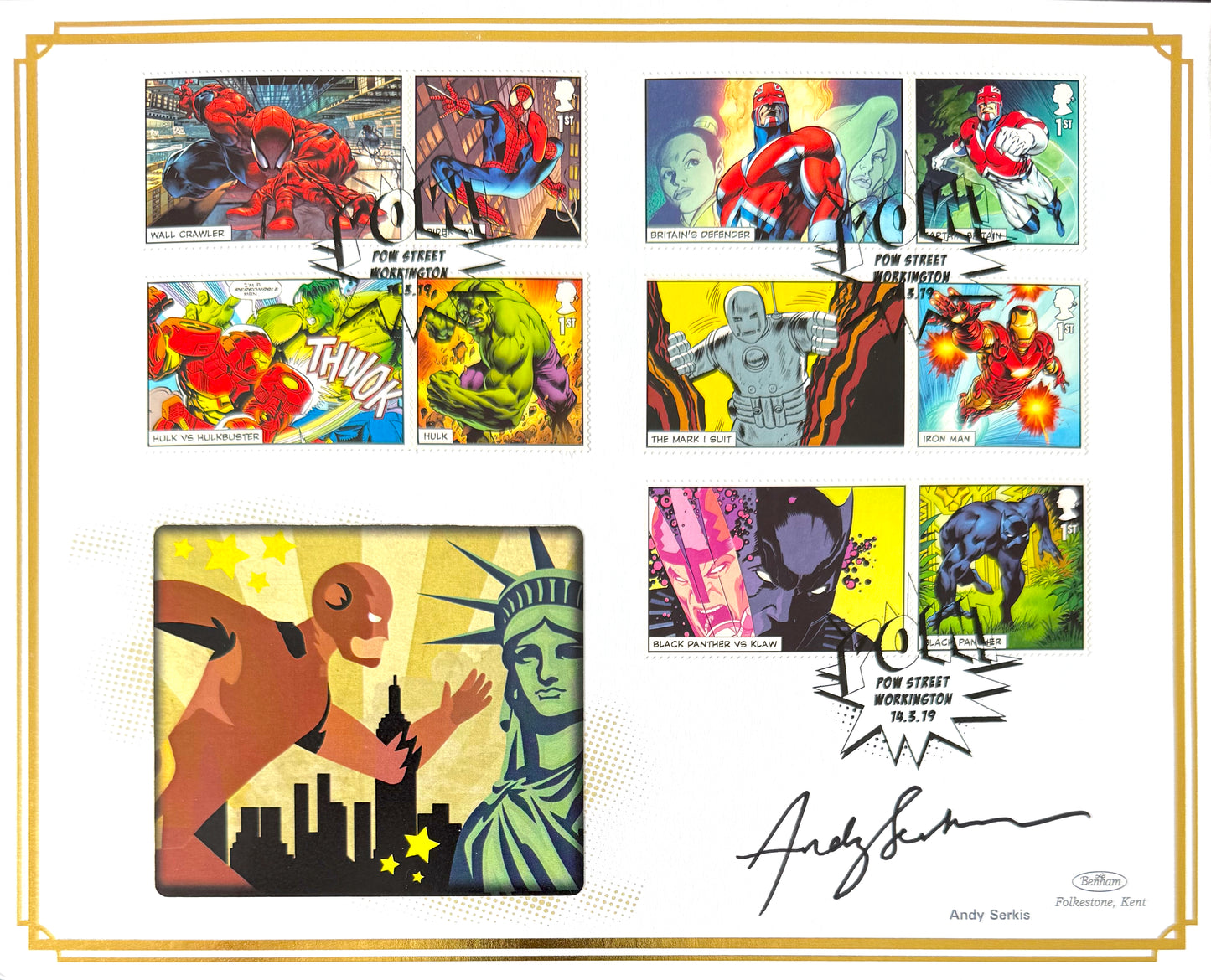 Andy Serkis, Hand Signed Original 'Marvel' First Day Cover, FDC & COA