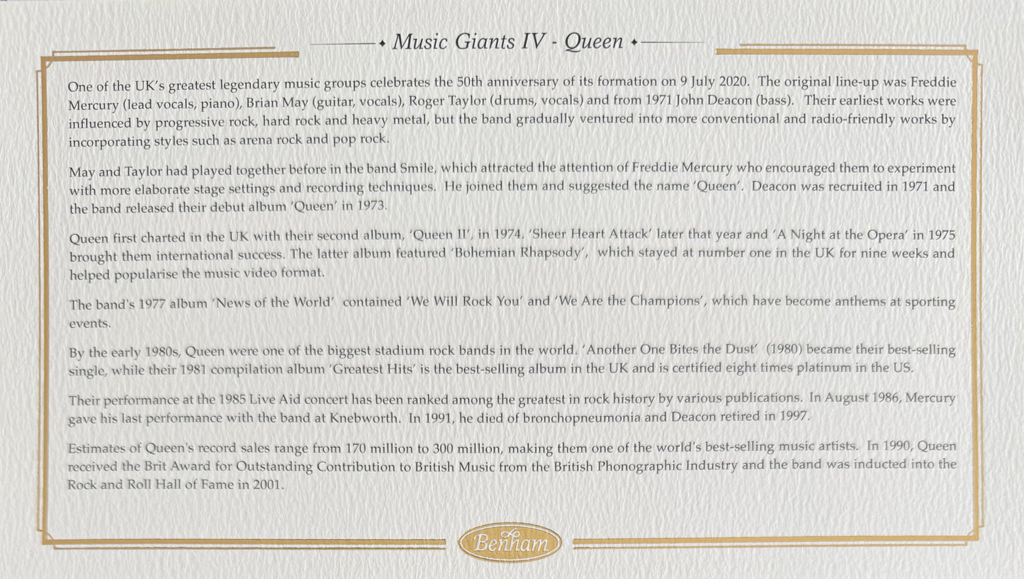 Brian May, Hand Signed Queen FDC, First Day Cover, And COA