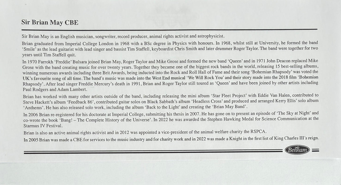 Brian May, Hand Signed Queen FDC, First Day Cover, And COA