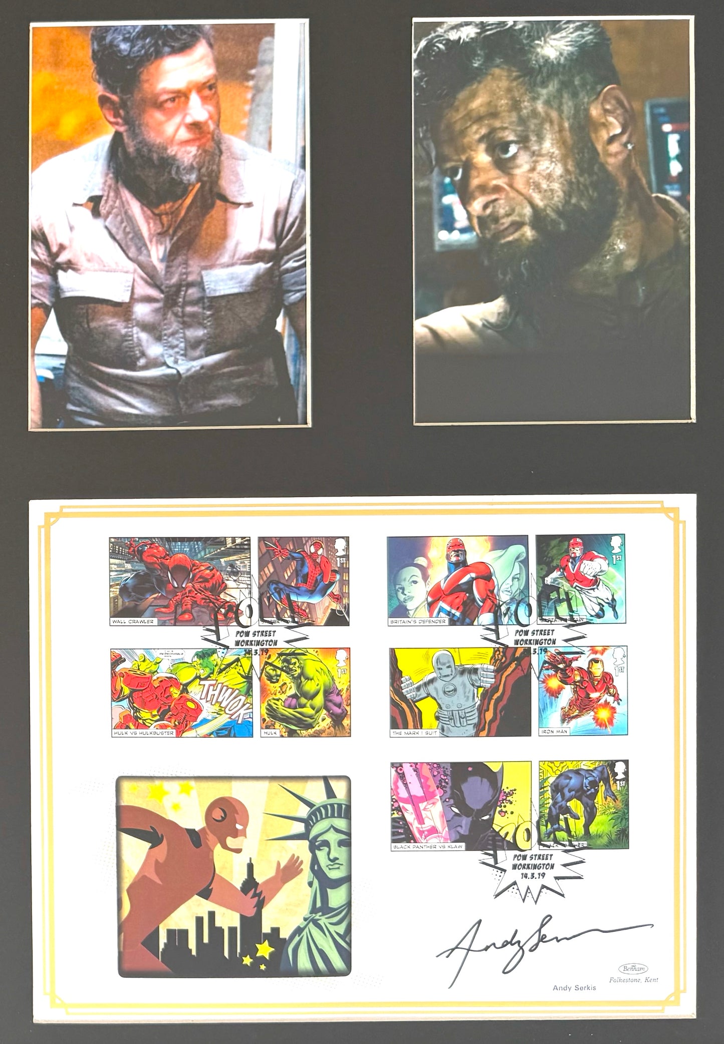 Andy Serkis, Hand Signed Framed, Mounted Original 'Marvel' FDC & COA