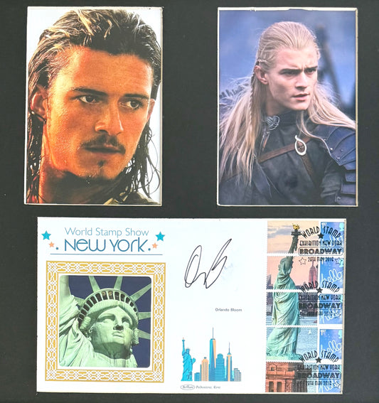 Orlando Bloom Hand Signed 'New York World Stamp Show' First Day Cover, FDC, & COA