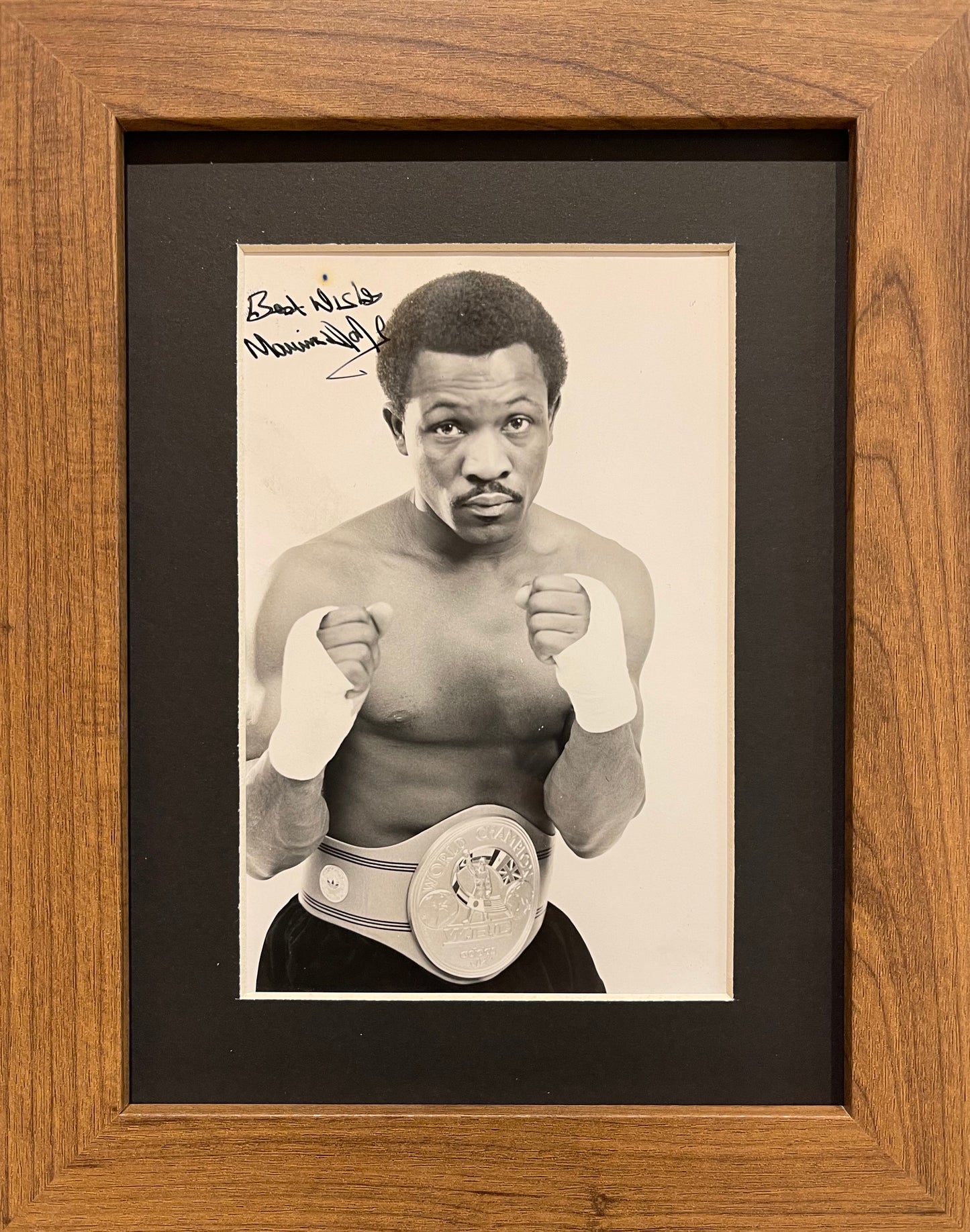 MAURICE HOPE - FORMER WBC WORLD CHAMPION HAND SIGNED PHOTO WITH COA