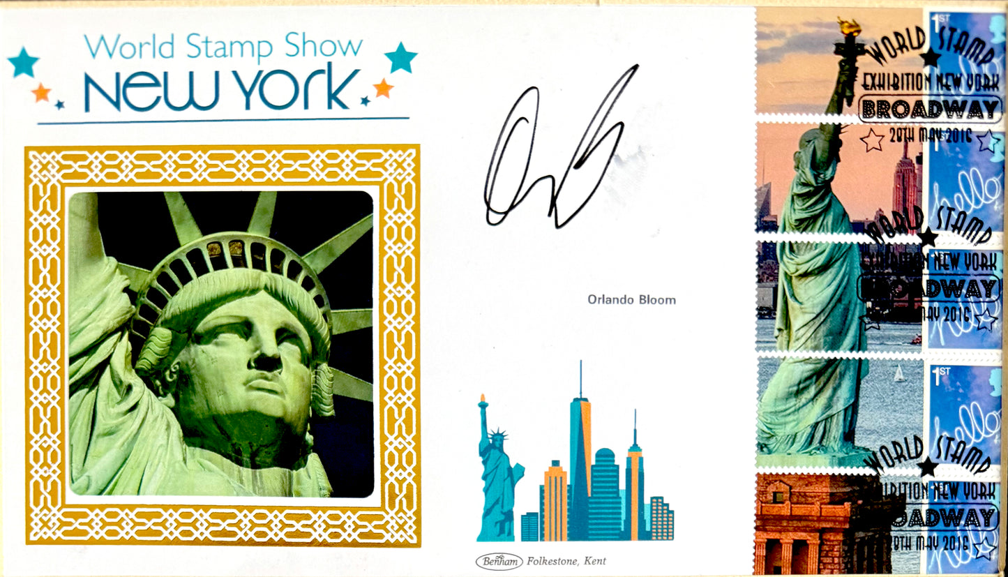Orlando Bloom Hand Signed 'New York World Stamp Show' First Day Cover, FDC, With COA
