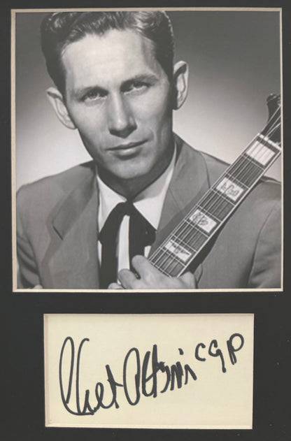 Chet Atkins, Mr 'Country' Guitarist, Hand Signed Framed Card & Photo Presentation With COA