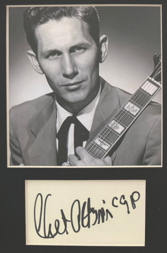 Chet Atkins, Mr 'Country' Guitarist, Hand Signed Framed Card & Photo Presentation With COA