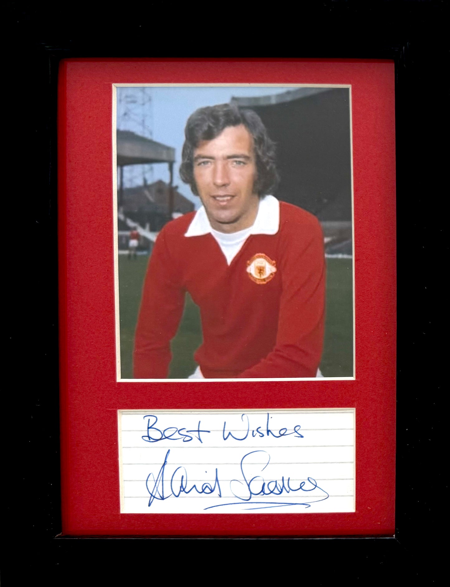 David Sadler, Manchester United, Hand Signed Mounted Card Presentation, 15cm x 10cm & COA