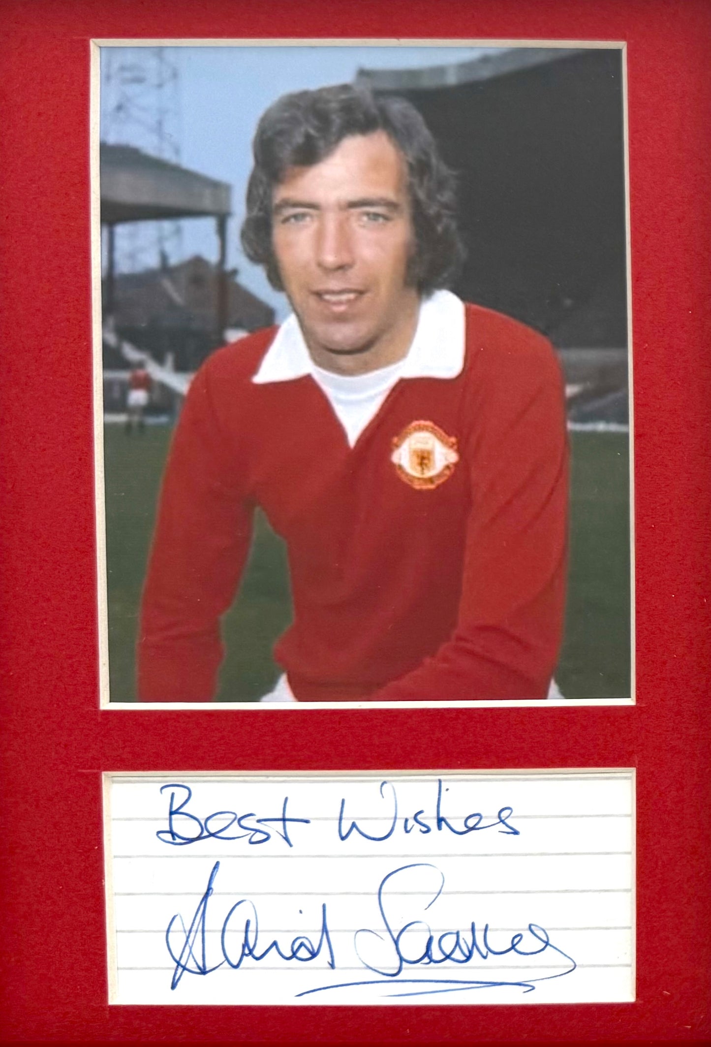 David Sadler, Manchester United, Hand Signed Mounted Card Presentation, 15cm x 10cm & COA