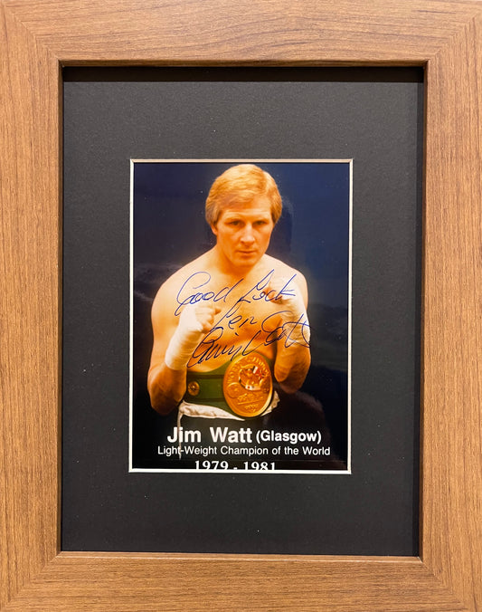 JIM WATT - FORMER WORLD LIGHTWEIGHT CHAMPION HAND SIGNED PHOTO WITH COA