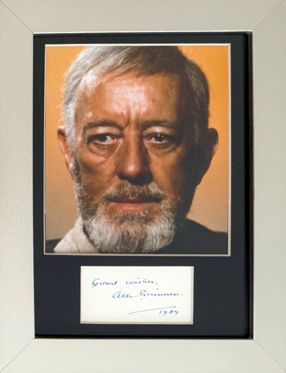 Sir Alec Guiness, Actor, Hand Signed Card With Photo Presentation & COA