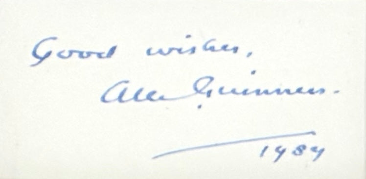 Sir Alec Guiness, Actor, Hand Signed Card With Photo Presentation & COA