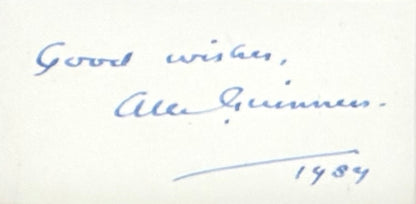 Sir Alec Guiness, Actor, Hand Signed Card With Photo Presentation & COA